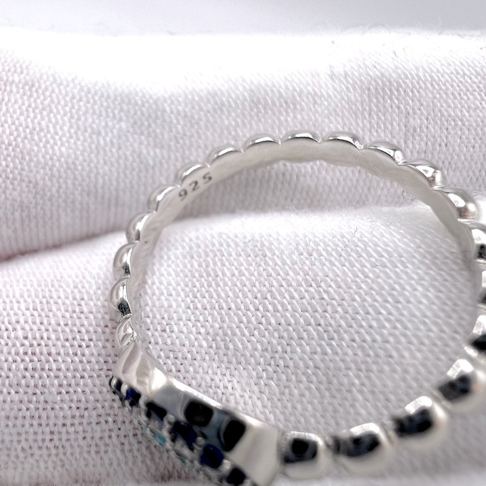 .925 Sterling Silver Evil Eye Cz Ring - Picture 13 of 17